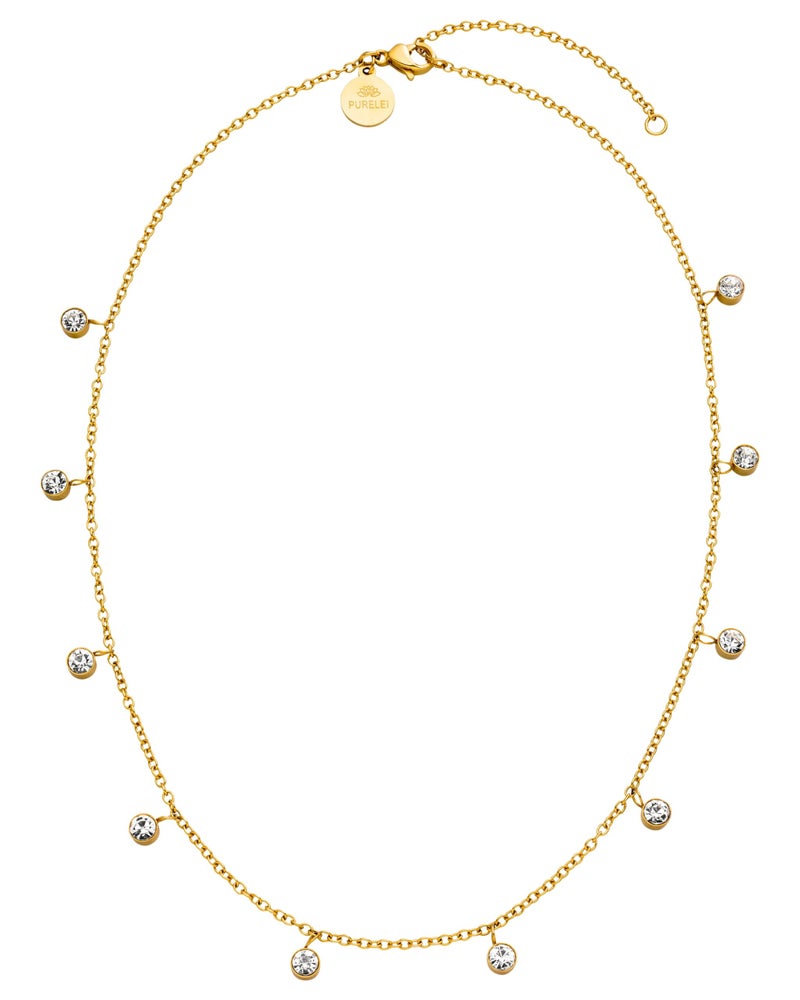 PureleiÂ® Nani Necklace (gold) â€“ 18K Gold plated stainless steel jewelry â€“ Waterproof chain with charms â€“ 13.78-15.75 inches adjustable length â€“ Fashion jewelry for your individual look - Image 1